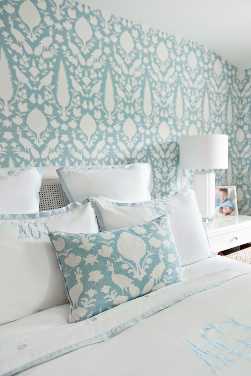 Ashley Colombo Interior Blue and White Bedroom close-up